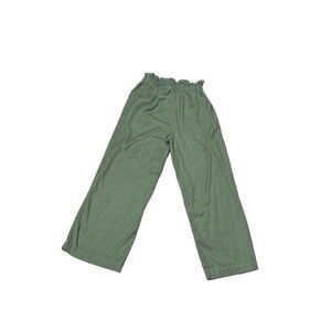 Copper Key Green Cropped Linen Paper-bag Wide Leg Pants Size 5